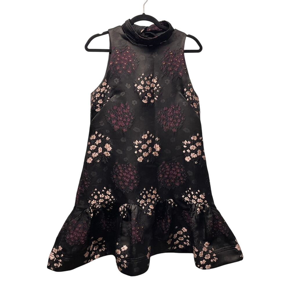 Zarr Collection Cocktail Dress Black and Pink Removeable Collar Flounce XS?